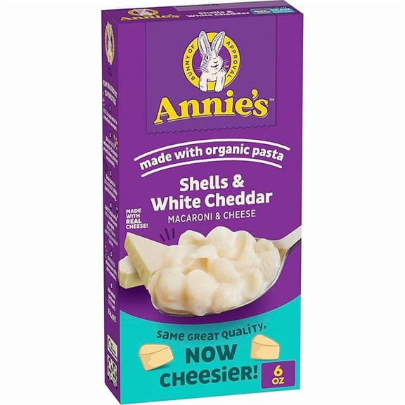 Pack of 2 Annie's White Cheddar Shells Macaroni and Cheese with Organic Pasta, 6 oz