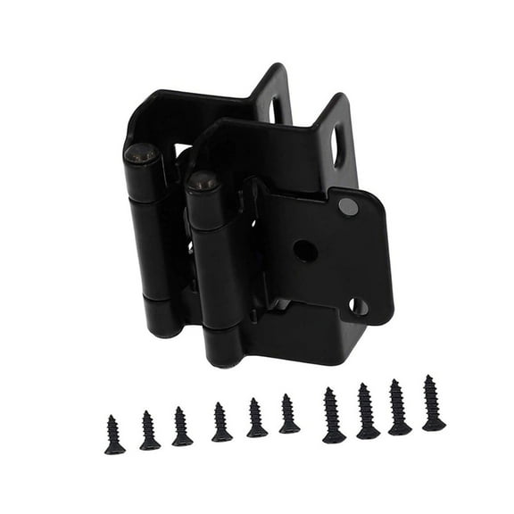 Pack of 2 Antique Steel Cabinet Hinges for Kitchen Door Partial Wrap Closing 1/2Inch Overlays Half Hide Designs