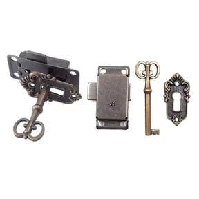 Pack of 2 Antique Zines Alloy Cabinet Lock Without Mortise Designs With Skeletons Key Accessory for Vintage Furniture