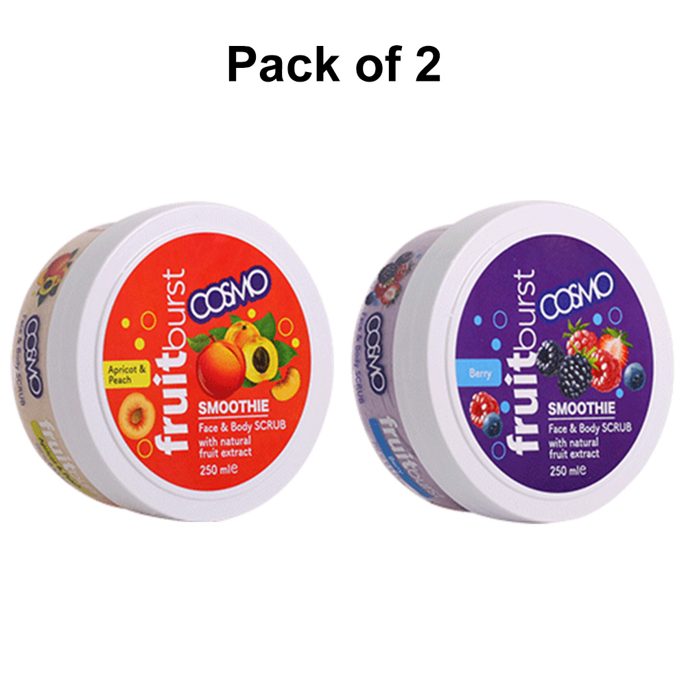 Pack of 2 Assorted Face & Body Scrub Fruit Burst Smoothie Removes Dead Cell 8.4 Oz (Jar) - Apricot & Peach and Berry - image 1 of 3