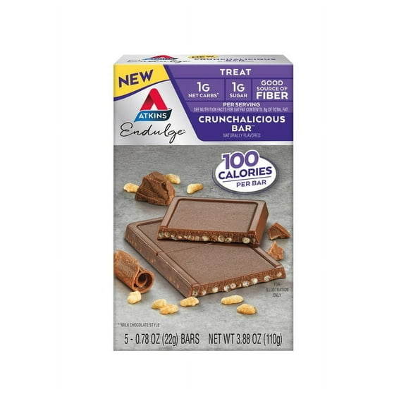 Pack of 2 Atkins Endulge Treat, Crunchalicious Bar, Keto Friendly, 5 Ct