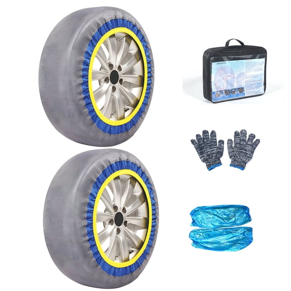 Pack of 2 Automotive Snow Socks Alternative for Snow Chain Car Tires Socks High Traction Winter Accessory