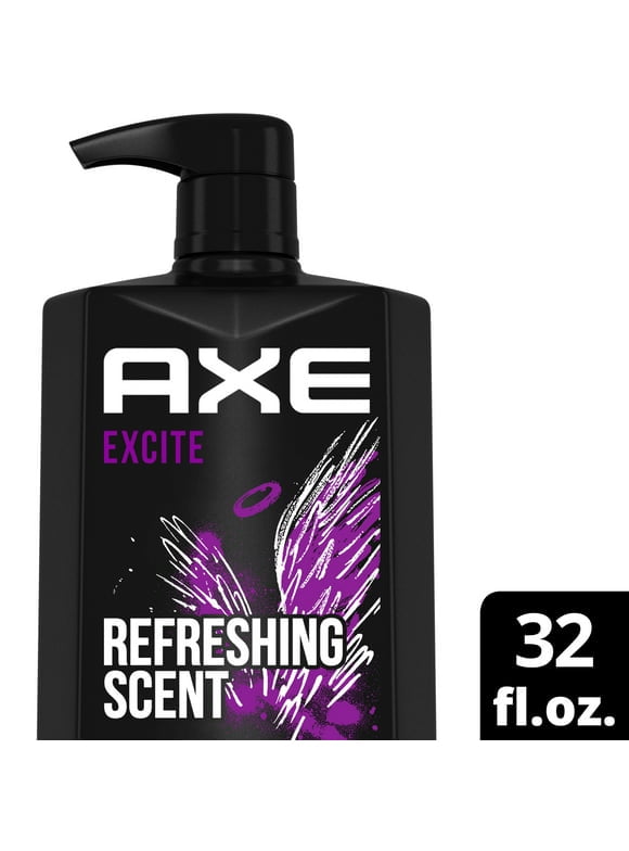 Pack of 2 Axe Excite Refreshing Long Lasting Men's Body Wash All Skin Crisp Coconut & Black Pepper, 32 oz