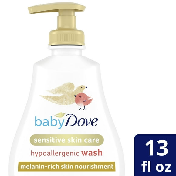 Pack of 2 Baby Dove Melanin-Rich Skin Nourishment Hypoallergenic Body Wash Newborn Senstive Skin, 13 oz