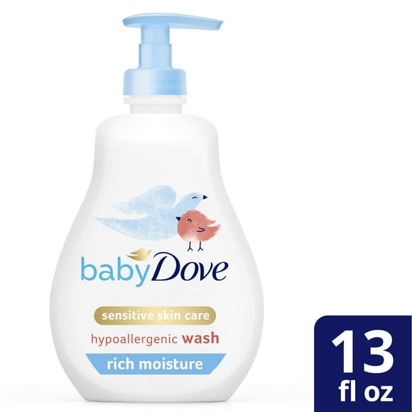 Pack of 2 Baby Dove Rich Moisture Hypoallergenic Newborn Body Wash Sensitive Skin, 13 oz