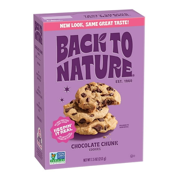 Pack of 2 Back to Nature Chocolate Chunk Cookies, 7.5 oz (Package May Vary)