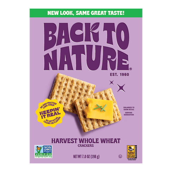 Pack of 2 Back to Nature Harvest Whole Wheat Crackers, 7 oz (packaging may vary)