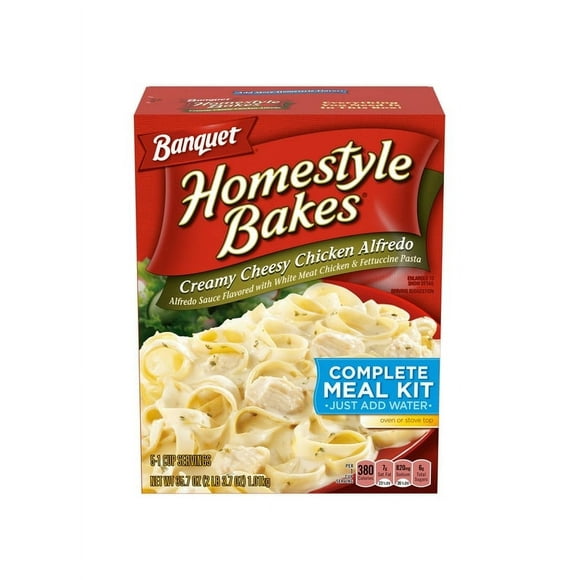 Pack of 2 Banquet Homestyle Bakes Creamy Cheesy Chicken Alfredo, Meal Kit, 35.7 oz