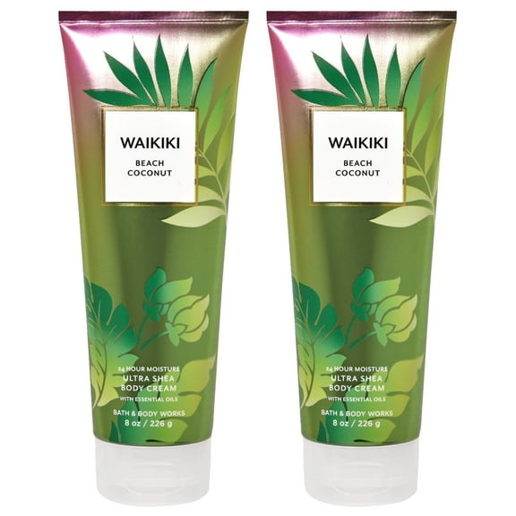 Bath & Body Works Waikiki Beach Coconut Moisturizing Body Cream, Pack of 2, 8 fl oz