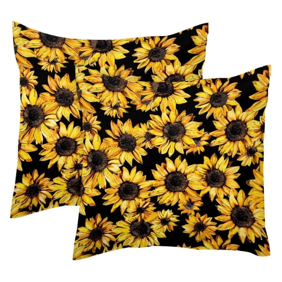 Pack of 2 Beautiful in Black Background Throw Pillow Covers 20x20 Inch, Square Farmhouse Pillowcase, Velvet Cushion Case for Sofa Bedroom Home Decor