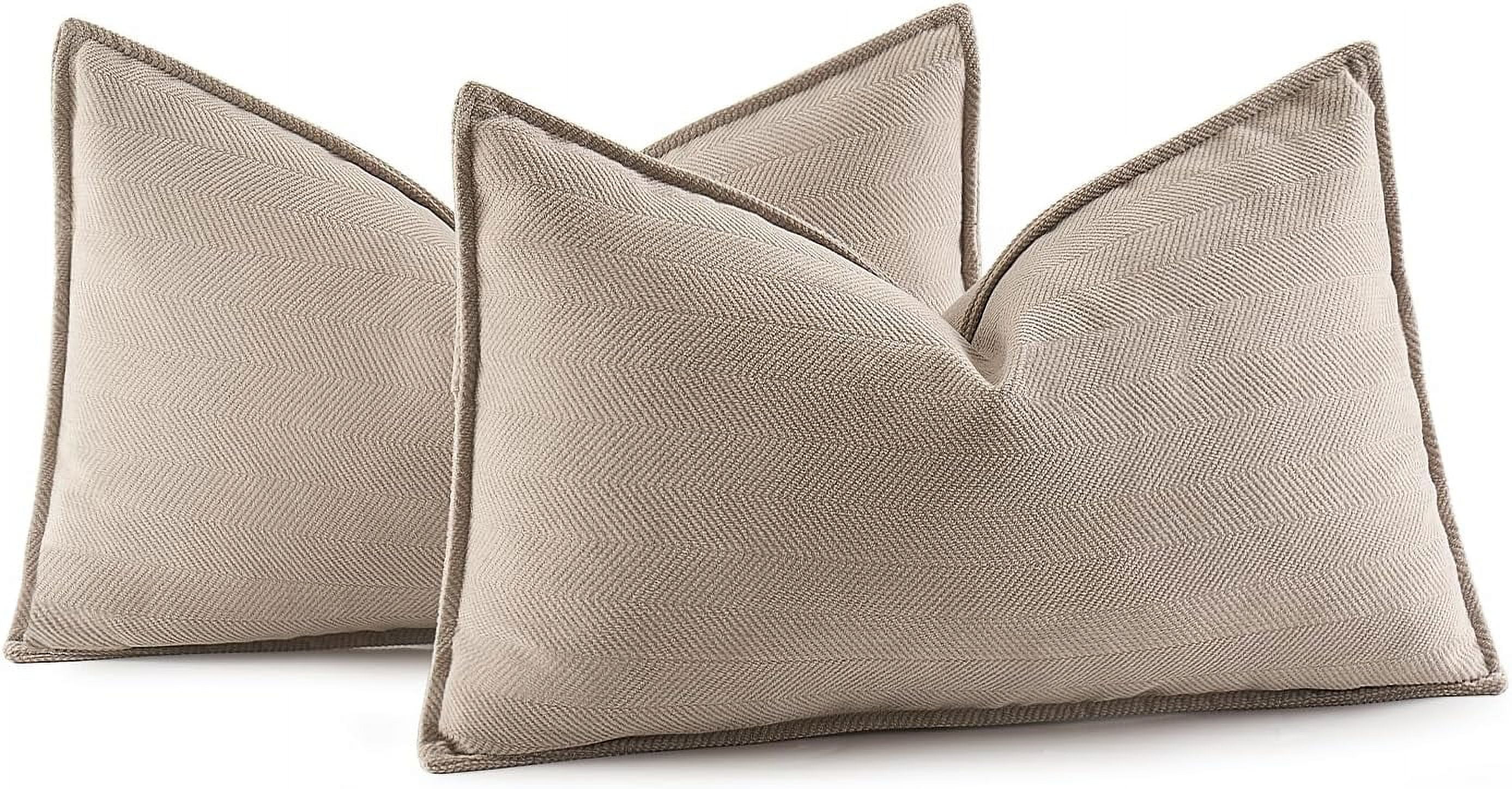 Pack of 2 Beige 12x20 Inch Decorative Pillow Covers Soft Chenille Couch Throw Pillows Farmhouse Cushion Covers for Sofa Bedroom Living Room