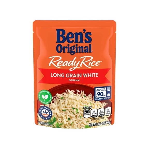Pack of 2 Ben's Original Original Long Grain White Ready Rice, Easy Dinner Side, 8.8 Ounce Pouch