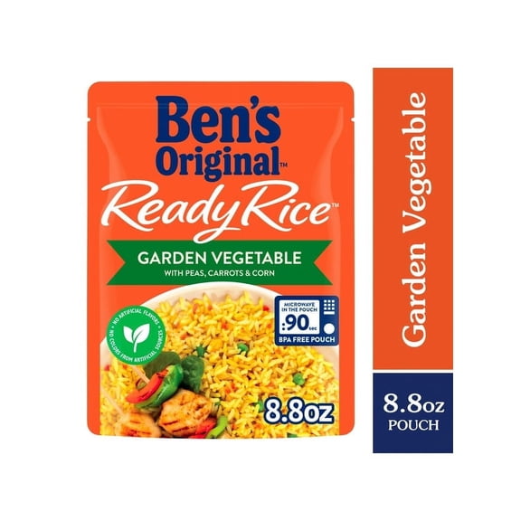 Pack of 2 Ben's Original Ready Rice Garden Vegetable Flavored Rice, Easy Dinner Side, 8.8 Ounce Pouch