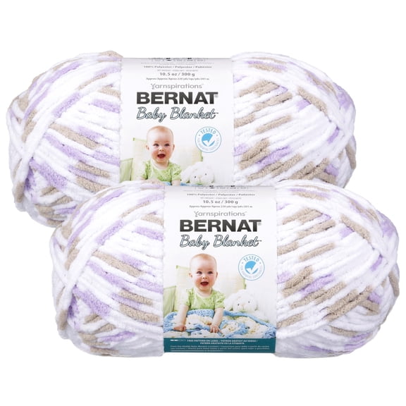 (Pack of 2) Bernat Baby Blanket Big Ball Yarn-Little Lilac Dove Print