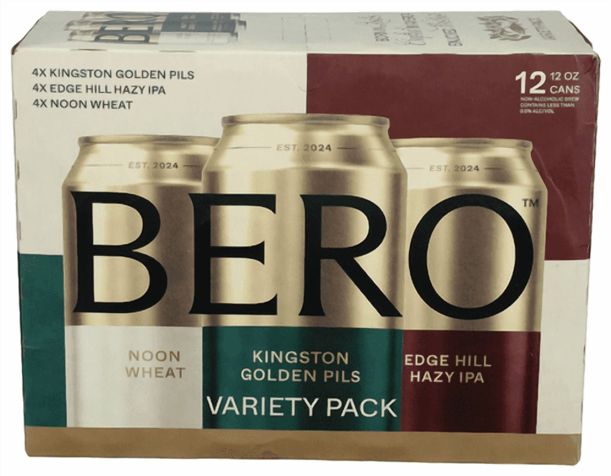 (Pack of 2) Bero Brewing Non-Alcoholic Beer 3 Flavor Variety 12 Pack 144 fl oz