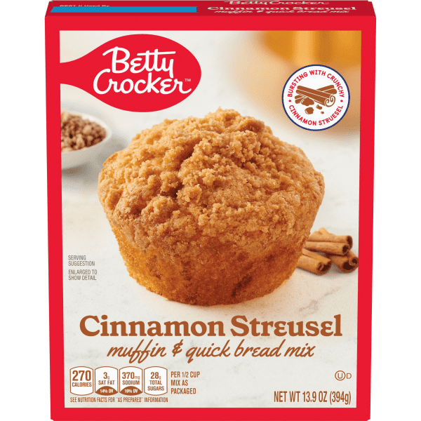 Pack of 2 Betty Crocker Cinnamon Streusel Muffin Mix, 13.9 oz Box