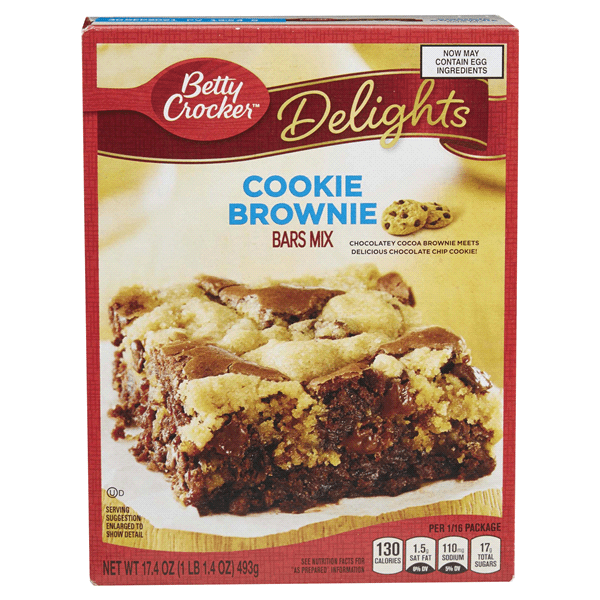 Pack of 2 Betty Crocker Delights Cookie Brownie Bars Mix, 19.5 oz