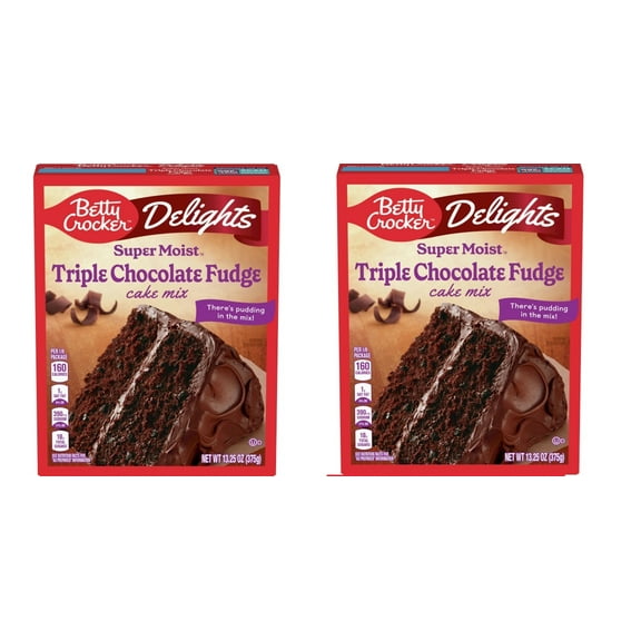 Pack of 2 Betty Crocker Delights Supermoist Triple Chocolate Fudge Cake Mix, 13.25 OZ