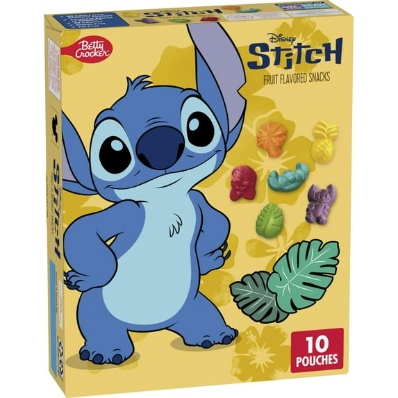 Pack of 2 - Betty Crocker Disney Stitch Fruit Flavored Snacks, Fat Free And Gluten Free Snack, 8 Oz (10 Pouches)