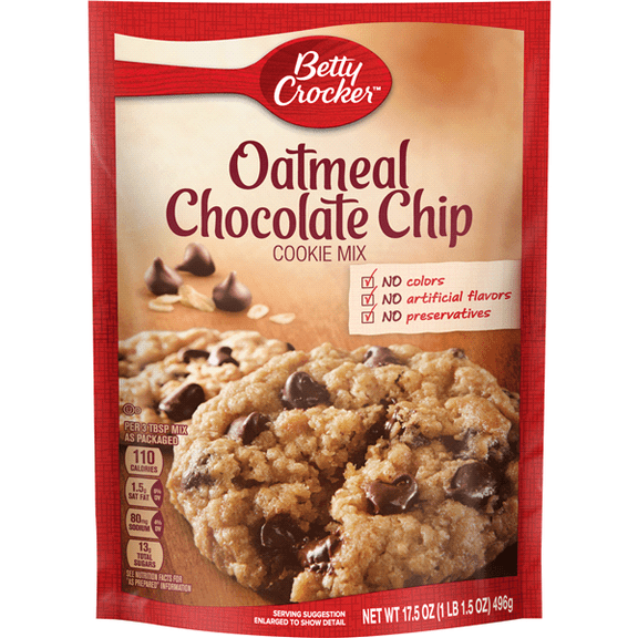 Pack of 2 Betty Crocker Oatmeal Chocolate Chip Cookie Mix, 17.5 oz Pouch