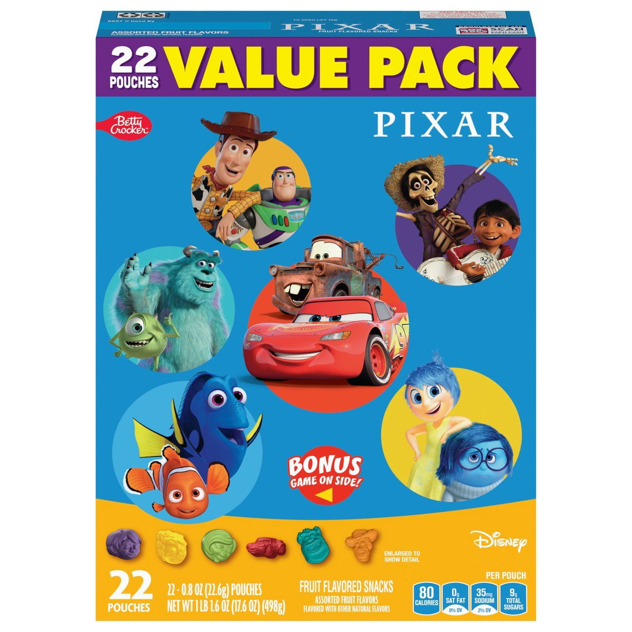 Betty Crocker Pixar Fruit Flavored Snacks - 22 ct- Pack of 2