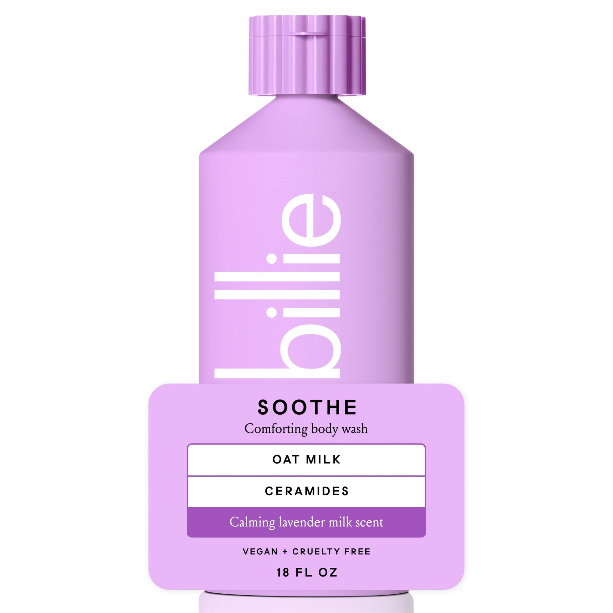 Pack of 2 Billie Soothe Comforting Womens Body Wash, 18 fl oz, Calming Lavender Milk Scent, Vegan, Cruelty Free