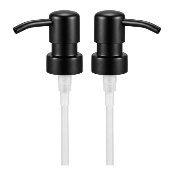 Pack of 2 Black Soap Dispenser Pump Replacement, Soap Lotion Dispenser Replacement Pump – Stainless Steel Boston Round Bottles 
