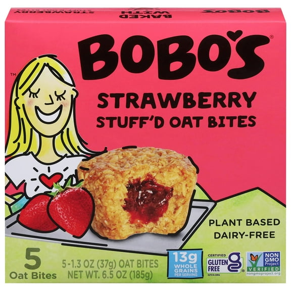 Pack of 2 Bobo's Stuff'd Oat Bites - Strawberry, 5 ct (Package May Vary)