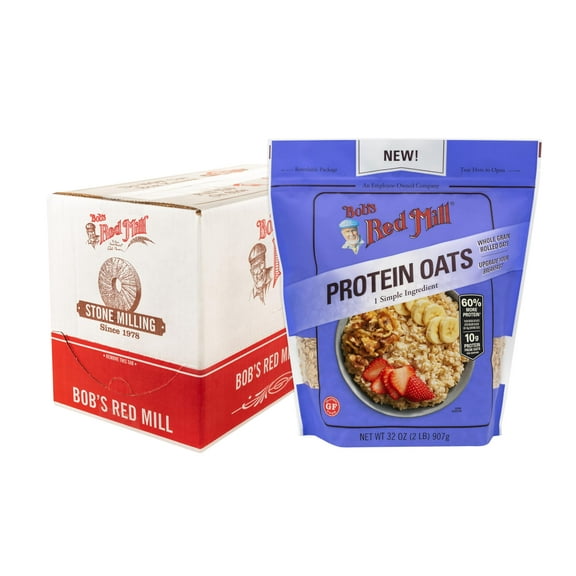 Pack of 2 - Bobs Red Mill Gluten Free Protein Oats, 32Oz (Pack Of 4) - 10G Protein/Serving, Non Gmo, Whole Grain, Vegan, Kosher