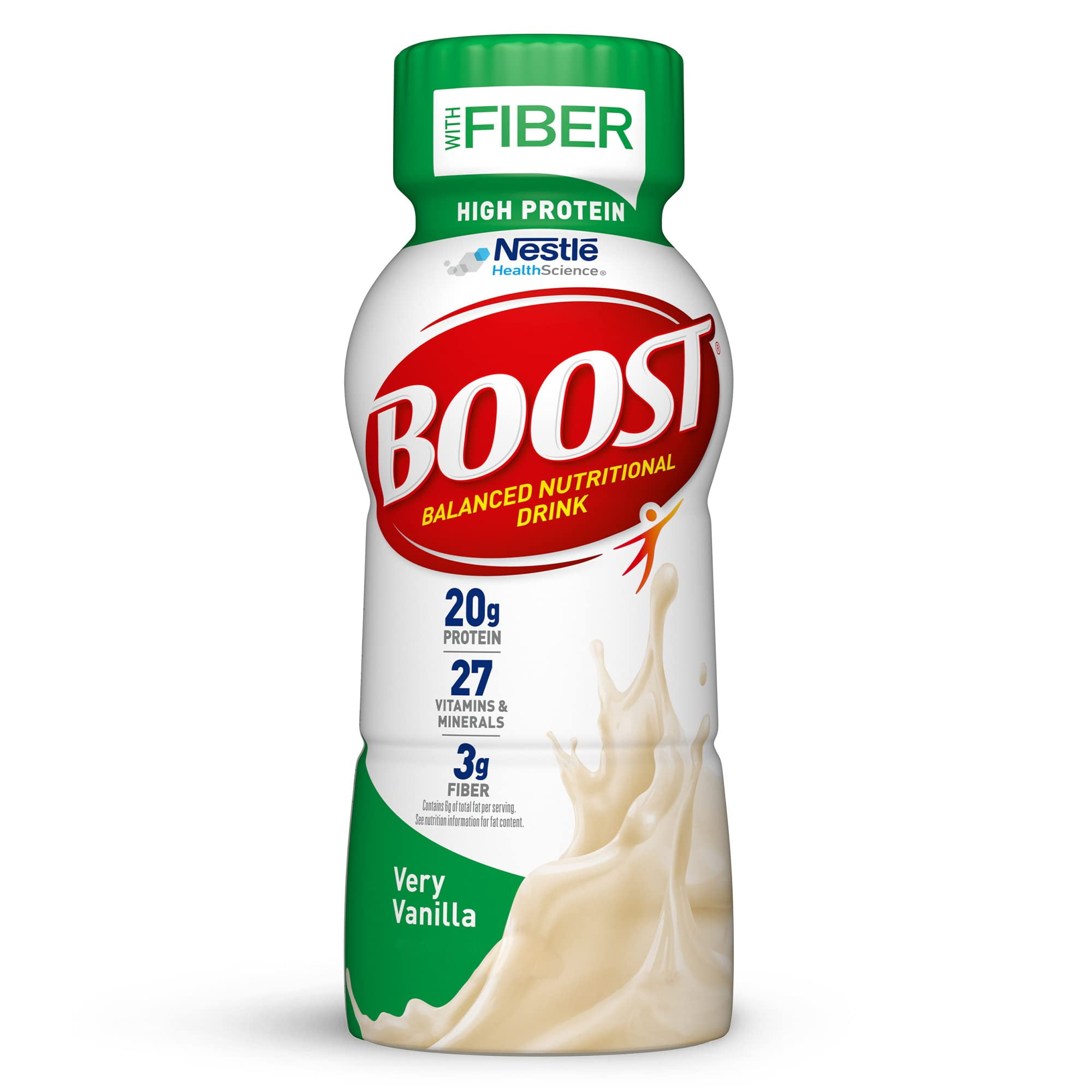 Pack of 2 - Boost High Protein With Fiber Ready To Drink Complete Nutritional Drink, Very Vanilla, 8 Fl Oz Bottle, 24 Pack