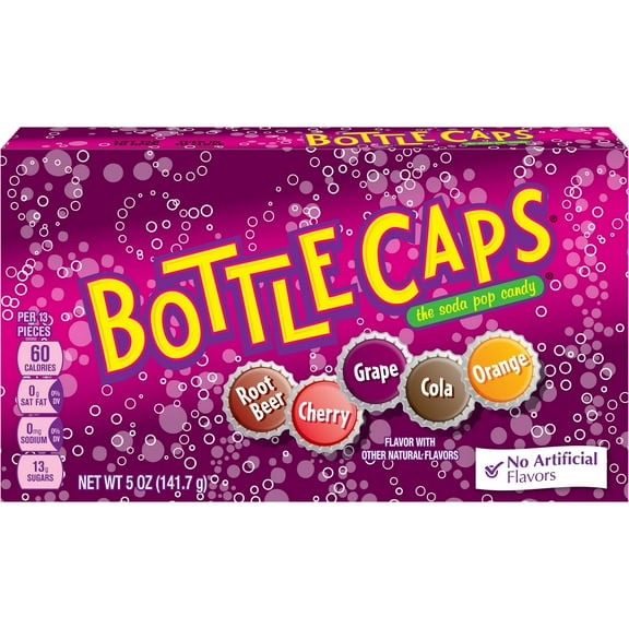 Pack of 2 Bottle Caps, Soda Pop Flavored Candy, 5 oz Theater Box