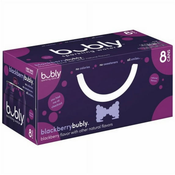 Pack of 2 - Bubly Blackberry Flavored Sparkling Water Cans 8 pk / 12 fl oz