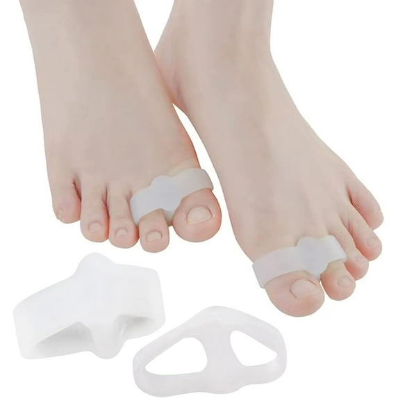 Pack of 2 Bunion Corrector, Toe Separators with 2 Loops, Big Toe Spacer Suitable for Bunion and Overlap Toe (White)