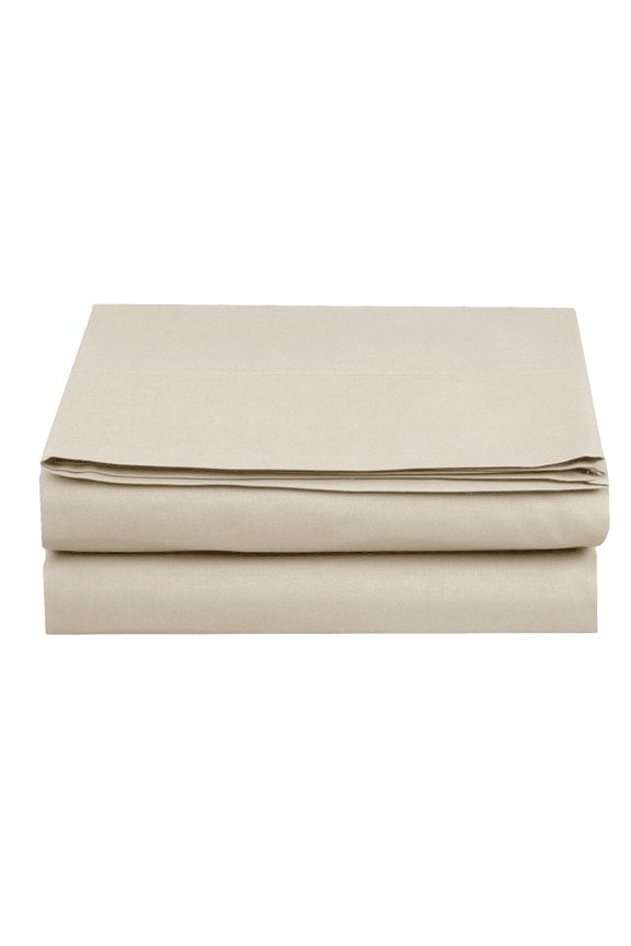Pack of 2 California King Flat Sheet Soft Brushed Microfiber Fabric - Shrinkage & Fade Resistant Top Sheets - Easy Care , Cream