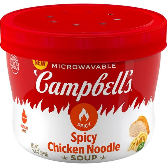 Pack of 2 - Campbell’S Spicy Chicken Noodle Soup, 15.4 Oz Microwavable Bowl
