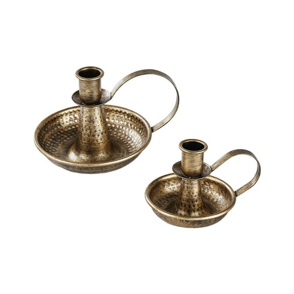 Pack of 2 Candle Holders Antique Finish Fireplaces Wedding Home Table Accent