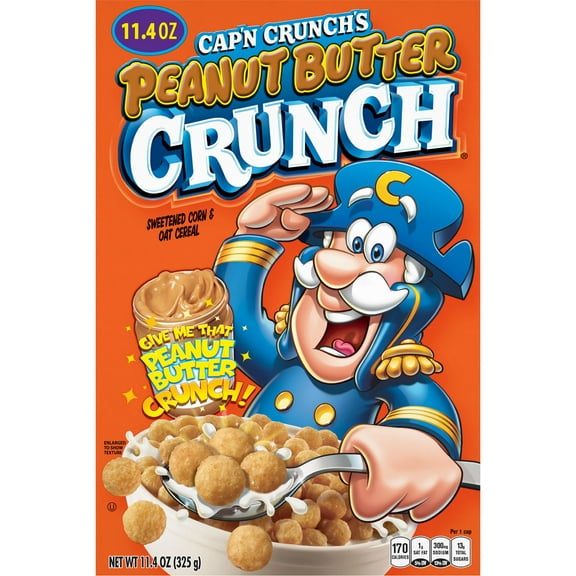 Pack of 2 Cap'n Crunch Peanut Butter Crunch Cereal, 11.4 oz (Package May Vary)