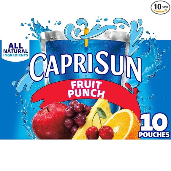 Pack of 2 Capri Sun Fruit Punch Flavored with other natural flavor Juice Drink Blend, 10 ct Box, 6 fl oz Pouches