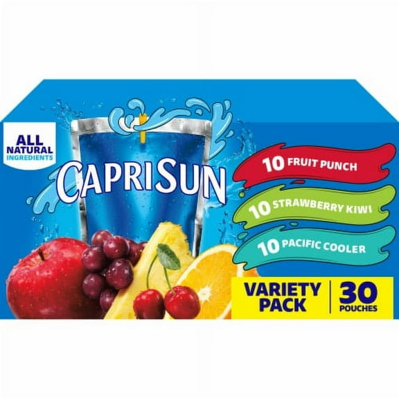 Pack of 2 - Capri Sun Variety Pack with Fruit Punch Strawberry Kiwi & Pacific Cooler Juice Box Pouches 30 ct