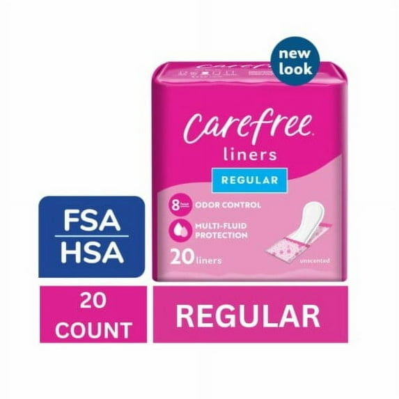 Pack of 2 - Carefree Panty Liners Regular Absorbency Wrapped Unscented 20 count Packaging May Vary