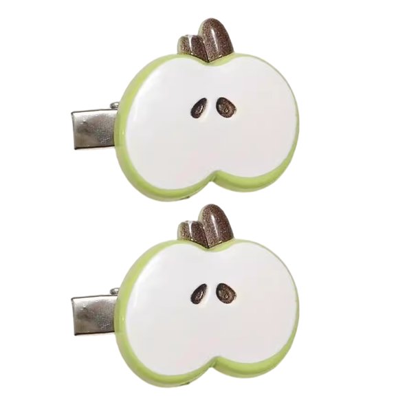 Pack of 2 Cartoon Fruit Hair Clip Resin Hairpin Side Barrette for Girls Kids Daily Use Women Fashion Accessories