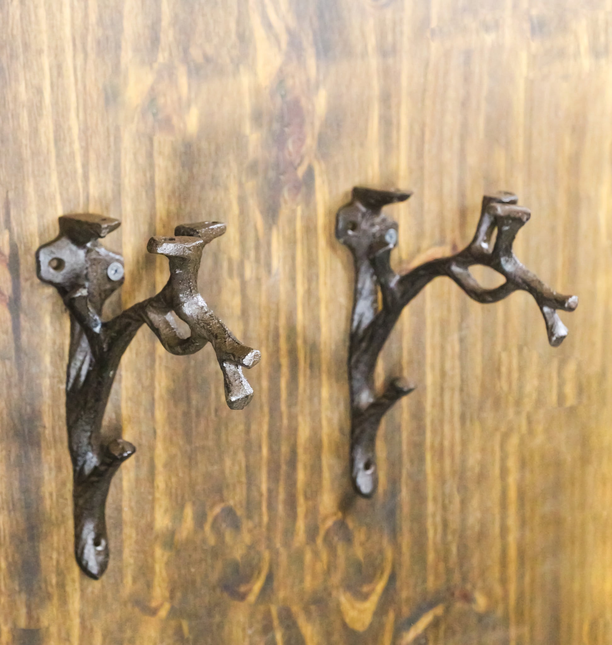 Pack of 2 Cast Iron Nature Flora Fauna Twig Branch Wall Shelf Brackets 7"H