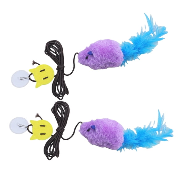 Pack of 2 Cats Teaser Mice Toy with Adjust Elastic Rope Doorframe Teaser Toy Squeaking Sound for Active Pet