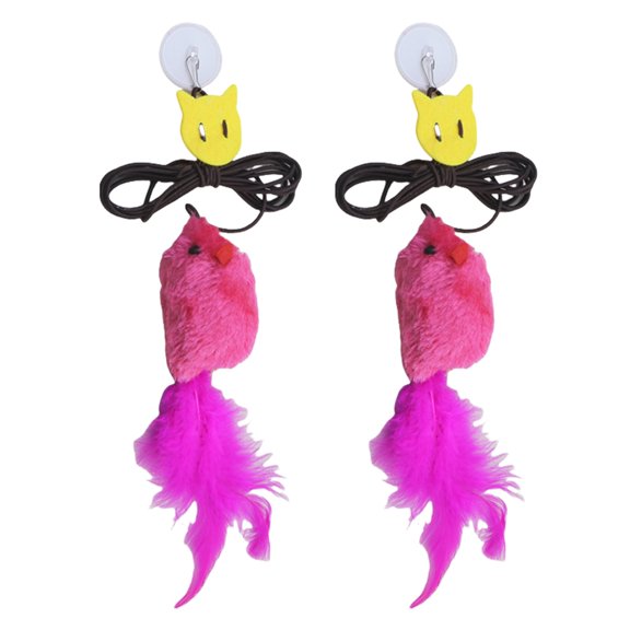Pack of 2 Cats Teaser Mice Toy with Adjust Elastic Rope Doorframe Teaser Toy Squeaking Sound for Active Pet