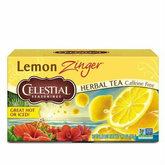 Celestial Seasonings 100% Natural Lemon Zinger Herbal Tea 20 Ct - Pack of 2