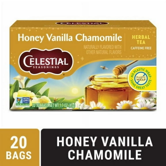 Pack of 2 - Celestial Seasonings Caffeine Free Honey Vanilla Chamomile Herbal Tea 20 ct