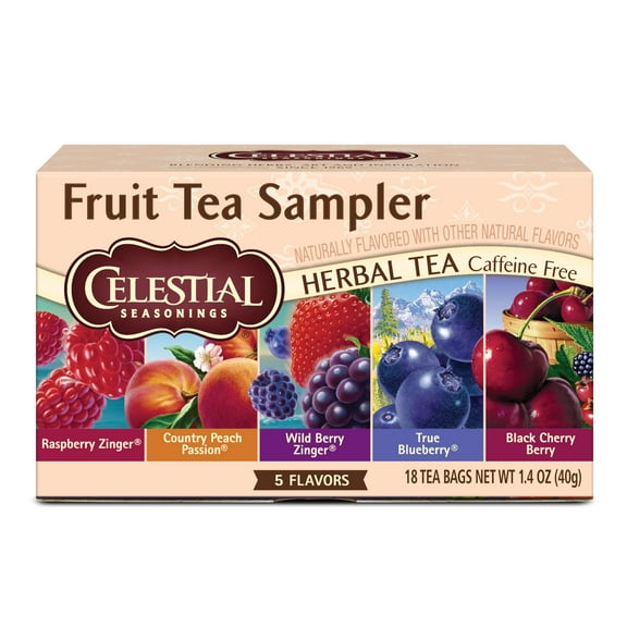 Pack of 2 - Celestial Seasonings Fruit Tea Sampler Herbal Tea Variety Pack, Caffeine Free, 18 Tea Bags Per Box