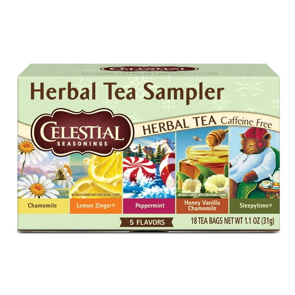 Pack of 2 - Celestial Seasonings Herbal Tea Sampler Variety Pack, Caffeine Free, 18 Tea Bags Box