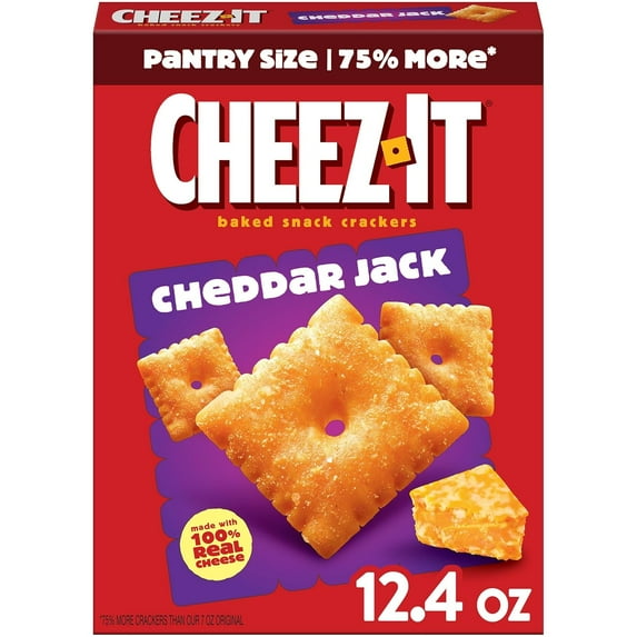 Cheez-It Cheese Crackers, Baked Snack Crackers, Lunch Snacks, Cheddar Jack, 12.4oz Box (1 Box)