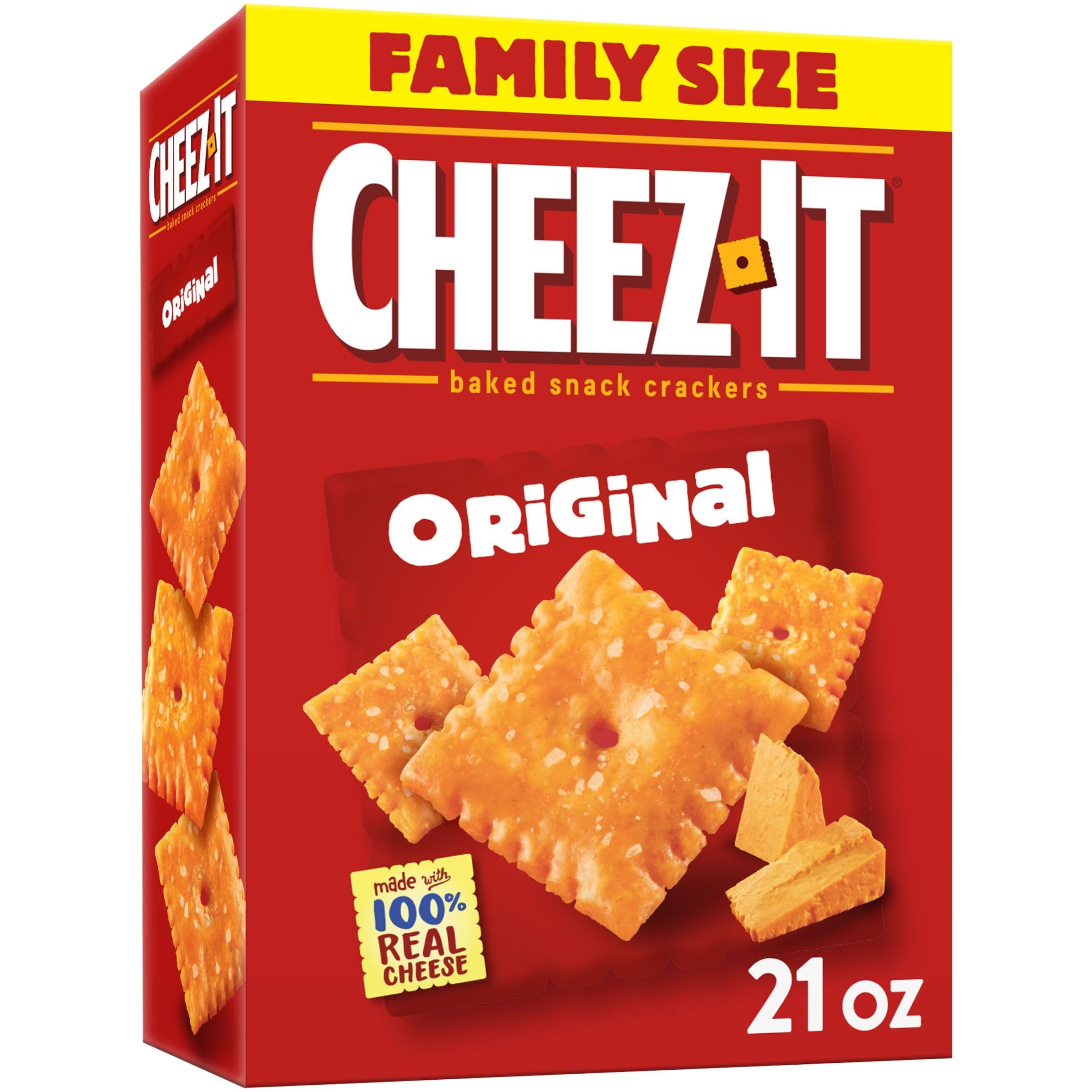 Pack of 2 - Cheez-It Cheese Crackers, Baked Snack Crackers, Lunch Snacks, Family Size, Original, 21Oz Box (1 Box) Packaging May Vary